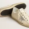 V-Star in beige canvas met een zilveren glitterster