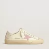 V-Star in beige nappaleer met oudroze suède ster