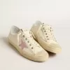 V-Star in beige nappaleer met oudroze suède ster