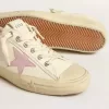 V-Star in beige nappaleer met oudroze suède ster