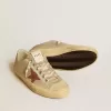 V-Star in kwartskleurig nylon met baksteenrode nubuck ster