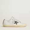 V-Star in leer met zwarte ster en hielstuk van leer met krokodillenprint