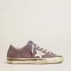 V-Star LAB voor dames in lila leer en glitter met witte ster en zilveren glitter tong