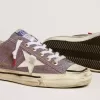 V-Star LAB voor dames in lila leer en glitter met witte ster en zilveren glitter tong