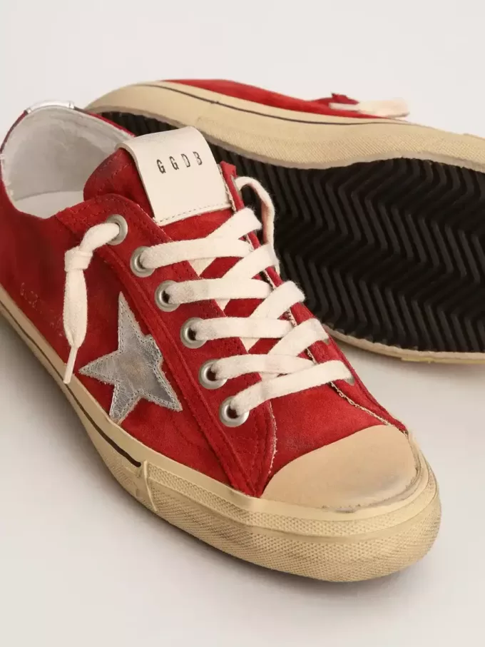 V-Star LTD voor dames in donkerrood suède met zilveren ster