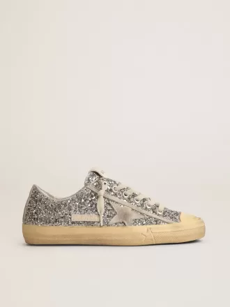 V-Star LTD voor dames in zilver glitter met ijsgrijze suède ster