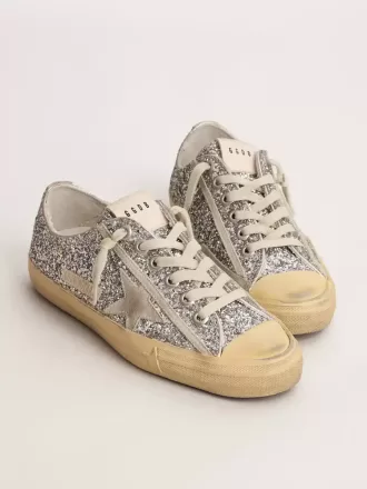 V-Star LTD voor dames in zilver glitter met ijsgrijze suède ster
