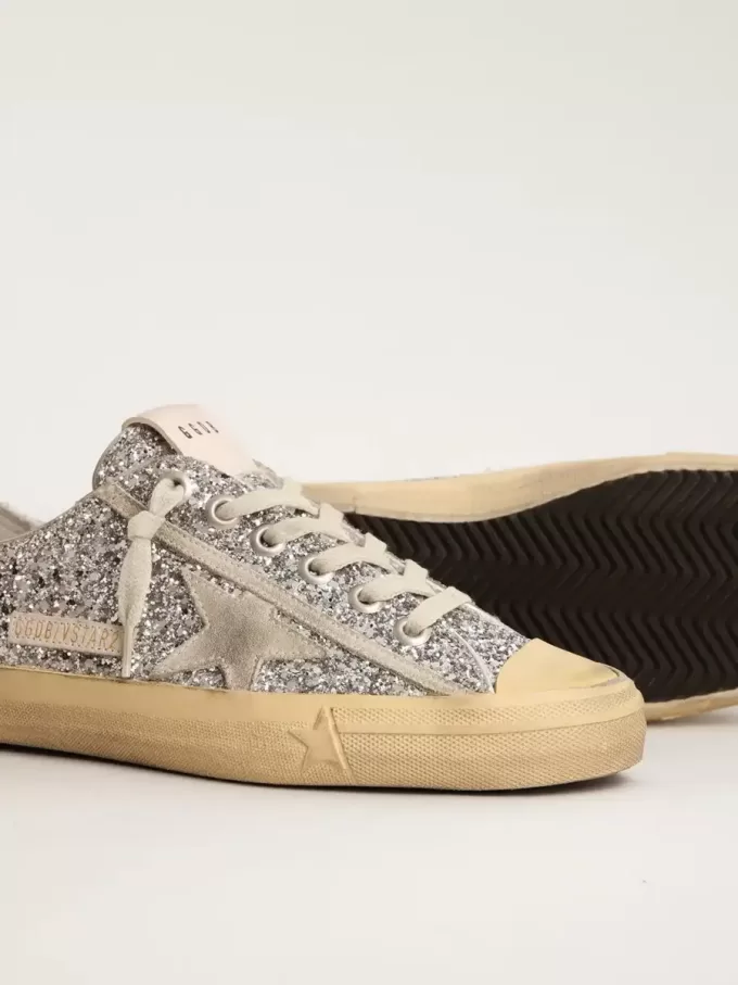 V-Star LTD voor dames in zilver glitter met ijsgrijze suède ster