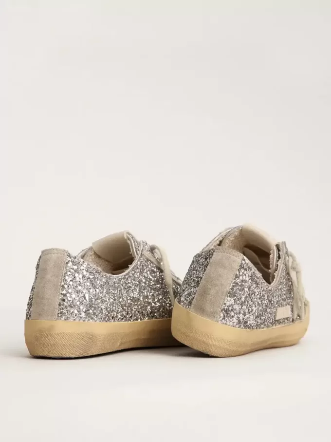 V-Star LTD voor dames in zilver glitter met ijsgrijze suède ster
