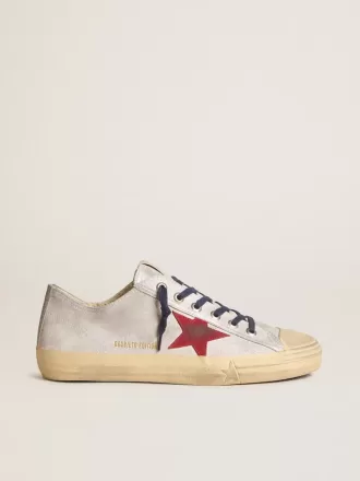 V-Star LTD voor heren in zilverkleurig metallic suède met rode suède ster