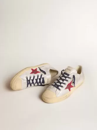 V-Star LTD voor heren in zilverkleurig metallic suède met rode suède ster