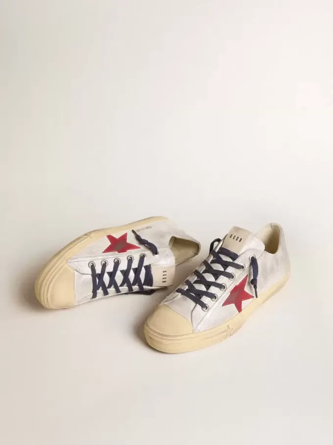 V-Star LTD voor heren in zilverkleurig metallic suède met rode suède ster