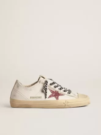 V-Star met roze glitterster en metallic leren hielstuk