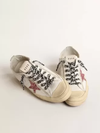 V-Star met roze glitterster en metallic leren hielstuk