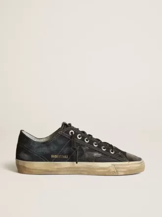 V-Star sneakers in middernachtblauw denim met zwarte leren ster en neus