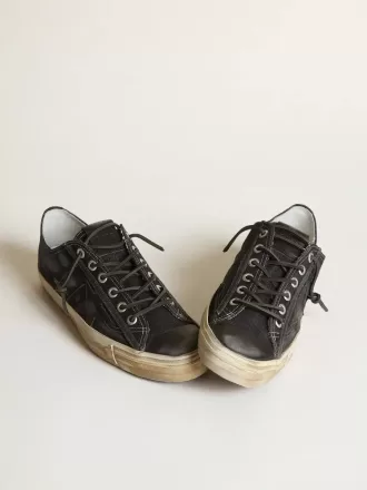 V-Star sneakers in middernachtblauw denim met zwarte leren ster en neus