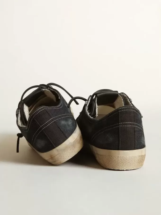 V-Star sneakers in middernachtblauw denim met zwarte leren ster en neus