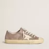 V-Star voor dames in lichtbruin metallic suède met crèmekleurige leren ster
