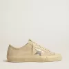 V-Star voor dames in parelmoer suède met zilverkleurige metallic leren ster