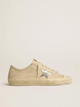 V-Star voor dames in parelmoer suède met zilverkleurige metallic leren ster