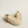 V-Star voor dames in parelmoer suède met zilverkleurige metallic leren ster