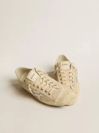 V-Star voor dames in parelmoer suède met zilverkleurige metallic leren ster