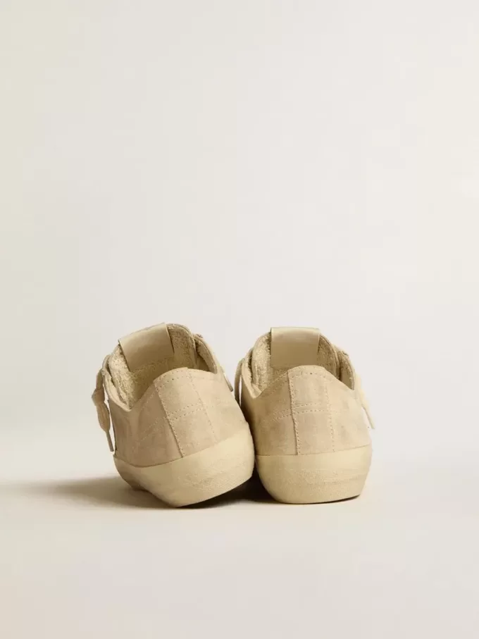 V-Star voor dames in parelmoer suède met zilverkleurige metallic leren ster