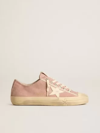 V-Star voor dames in roze suède met crèmekleurige leren ster
