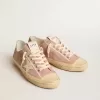 V-Star voor dames in roze suède met crèmekleurige leren ster