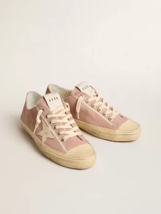 V-Star voor dames in roze suède met crèmekleurige leren ster