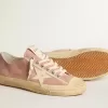 V-Star voor dames in roze suède met crèmekleurige leren ster