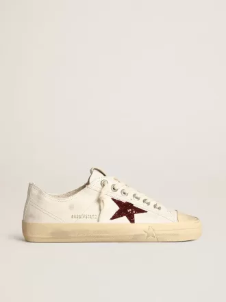 V-Star voor dames in wit nappa met rode glitterster