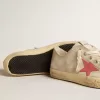 V-Star voor heren in lichtgrijs canvas met een rode leren ster