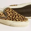 VCE Penstar voor dames in ponyhuid met luipaardprint en zwarte leren hielband