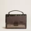 Venezia-tas in antracietgrijs metallic leer met zwarte details