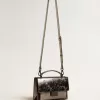 Venezia-tas in antracietgrijs metallic leer met zwarte details