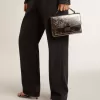 Venezia-tas in antracietgrijs metallic leer met zwarte details