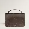 Venezia-tas in antracietgrijs metallic leer met zwarte details