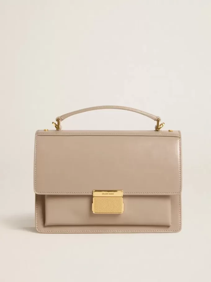 Venezia-tas in beige leer met gouden details