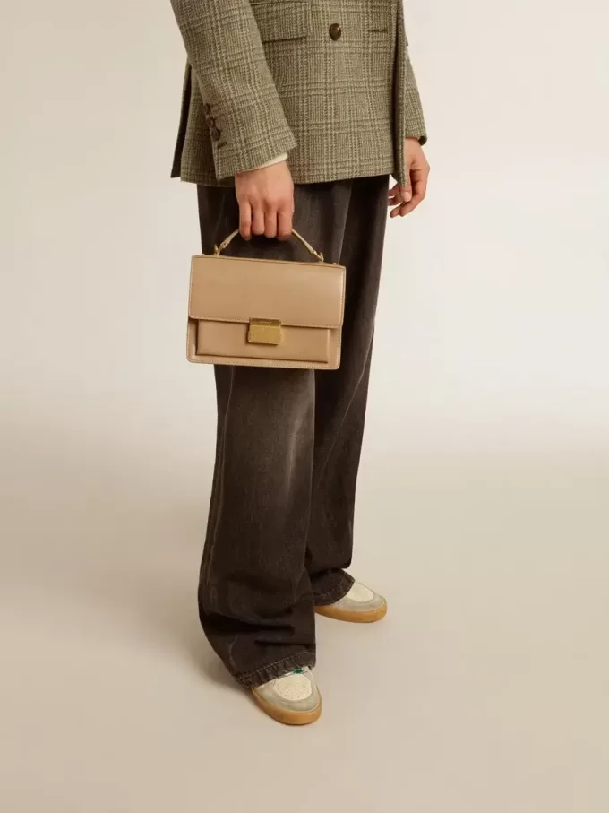 Venezia-tas in beige leer met gouden details