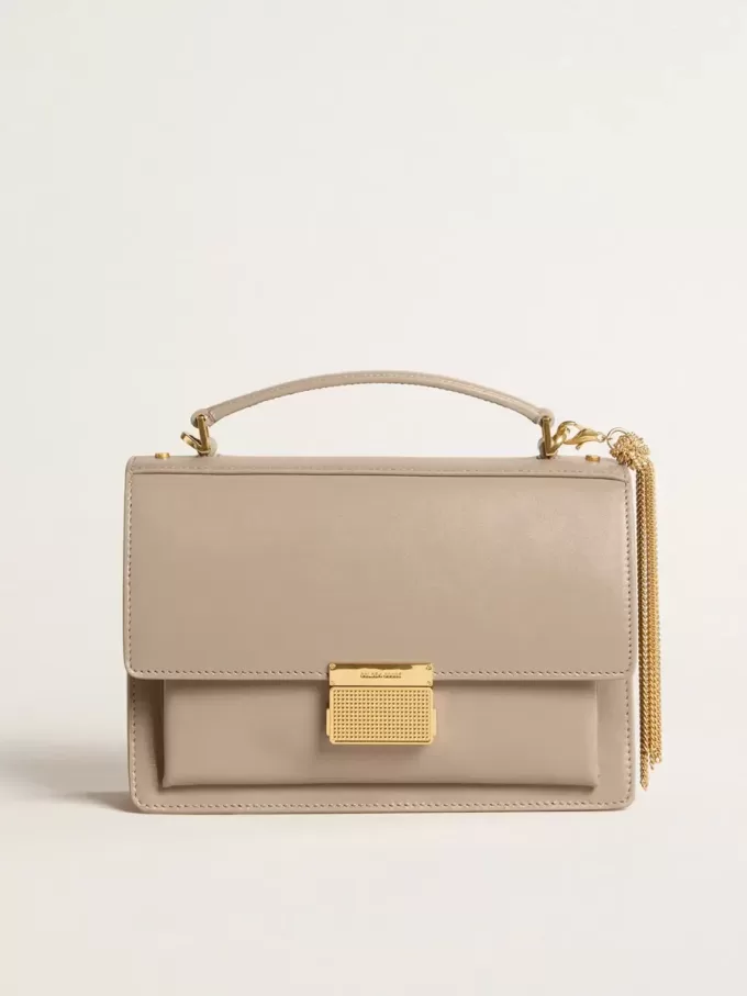 Venezia-tas in beige leer met gouden details
