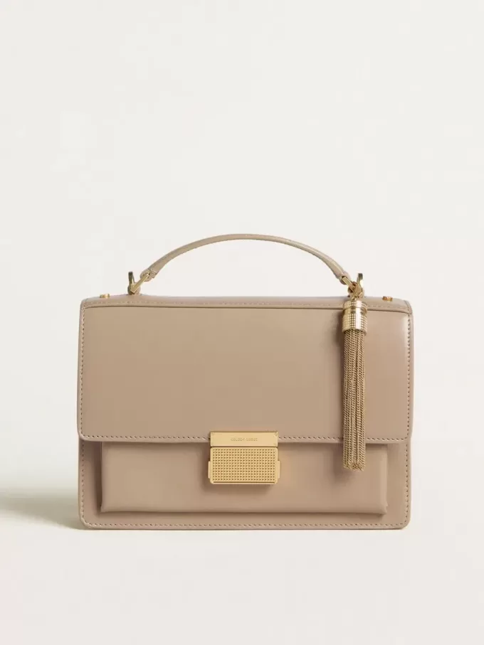 Venezia-tas in beige leer met gouden details