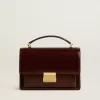 Venezia-tas in donkerbruin gelamineerd leer met gouden details