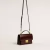Venezia-tas in donkerbruin gelamineerd leer met gouden details
