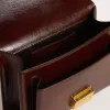 Venezia-tas in donkerbruin gelamineerd leer met gouden details