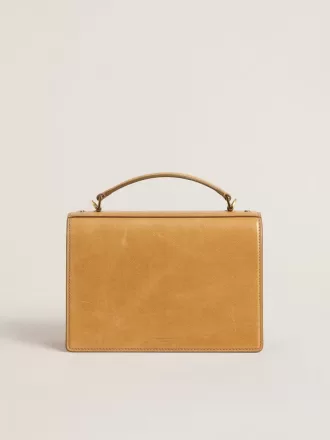Venezia-tas in okergeel reliëfleer met gouden details