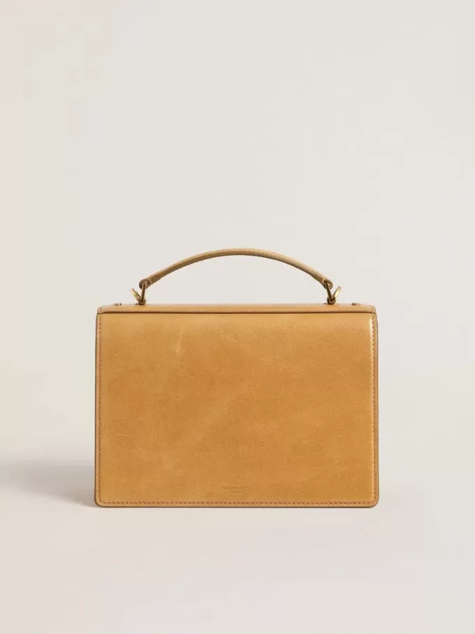 Venezia-tas in okergeel reliëfleer met gouden details