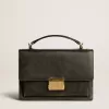 Venezia-tas in zwart distressed leer met gouden details