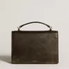 Venezia-tas in zwart distressed leer met gouden details