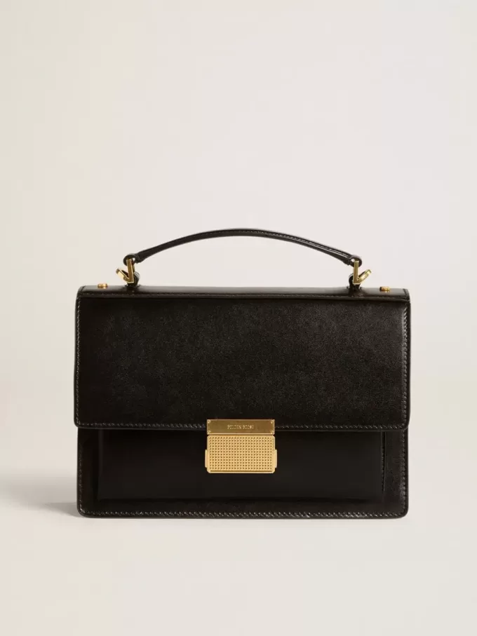 Venezia-tas in zwart leer met gouden details